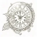 simple Roman numeral clock face tattoo design idea