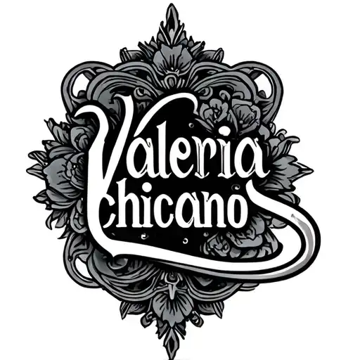 Valeria chicano text with decorative elements tattoo design idea