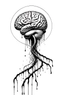 brain with cables bleeding tattoo design idea