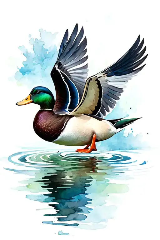 mallard duck flying tattoo design idea