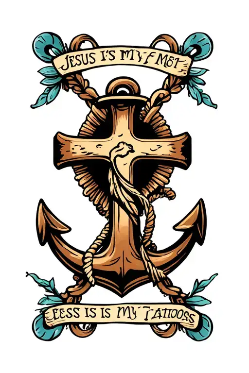 Jesus is my anchor cross tattoo design idea