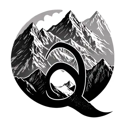 Mountain peaks the letter Q the word quality 4k tattoo tattoo design idea