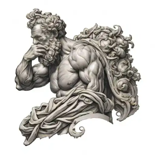 greek god atlas with world on his shoulders looking tattoo design idea