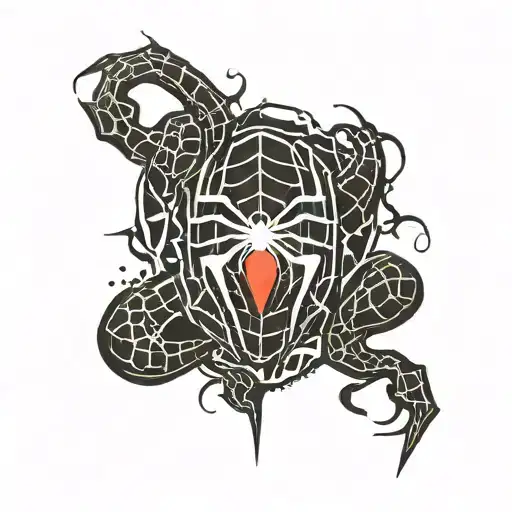 spiderman logo with small red splash background black tattoo design idea