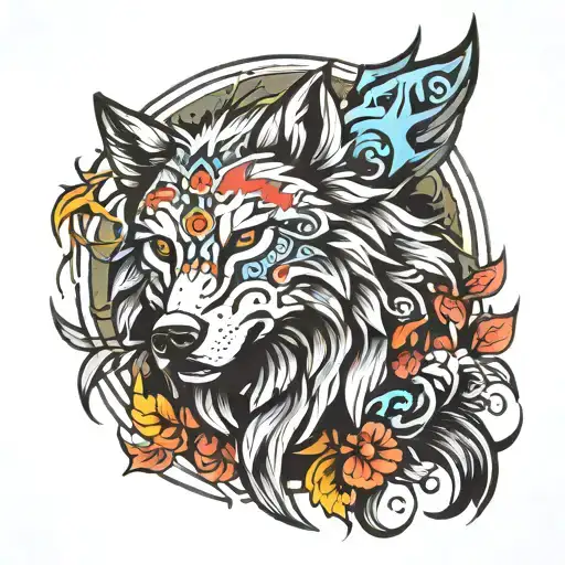 wolf spirit symbol tattoo design idea