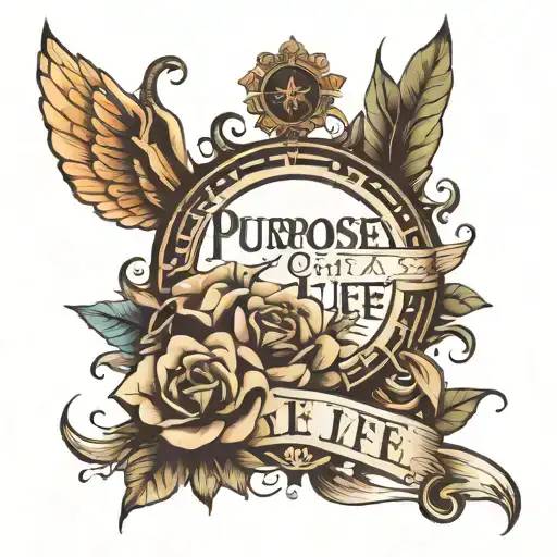 purpose of life written tattoo design idea