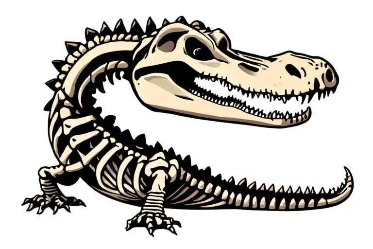alligator skeleton tattoo design idea