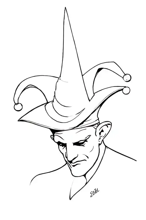 Court jester with hat tattoo design idea