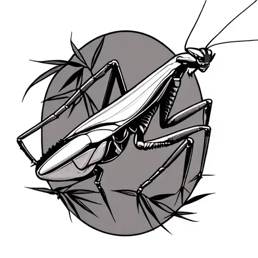 bamboo praying mantis tattoo design idea