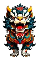 foo dog traditional tattoo design featuring tattoo design idea