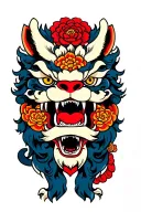 foo dog traditional tattoo design featuring tattoo design idea
