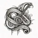 A tattoo featuring a treble clef and a baseball bat in a unique and artistic way tattoo design idea