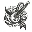 A tattoo featuring a treble clef and a baseball bat in a unique and artistic way tattoo design idea