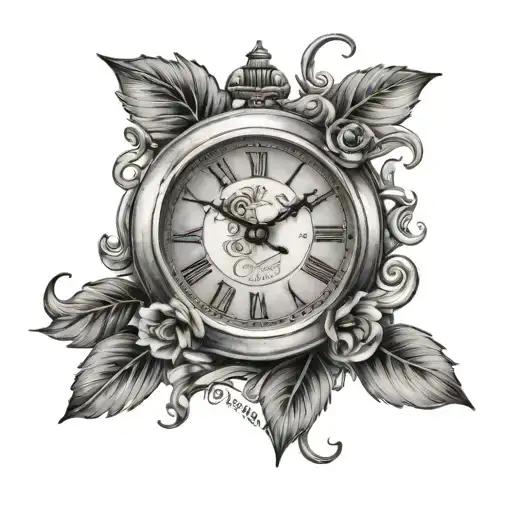 clocks with Childs name and time of birth and date of birth  tattoo design idea
