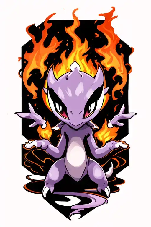 pokemon mewtwo pokemon fire tattoo design idea