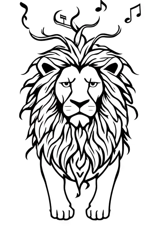 Rasta Lion (not the basic one): A bold lion with dreadlocks made from smoke, vines, or Jamaican musical notes — fierce e tattoo design idea