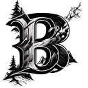 cursive b and mountains tattoo design idea