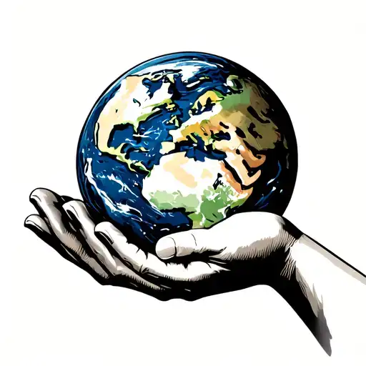 Hands Holding Earth tattoo design idea