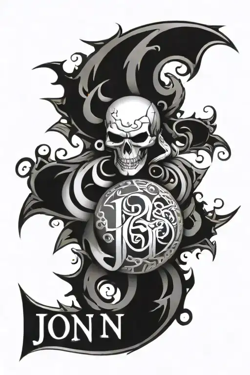 Cyber sigilism tattoo name "Jon" tattoo design idea