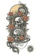 tree snake one pyramid black eagle waterfalls eyeball wheelchair sun, moon ,whale, dragon emersing, yinyang skull roses tattoo design idea