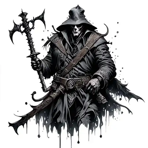 Bloodborne hunter tattoo design idea