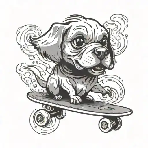 ghost dog on skateboard tattoo design idea