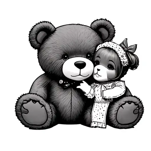teddy bear and matilda tattoo design idea