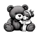 teddy bear and matilda tattoo design idea