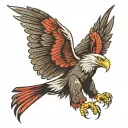 eagle with red eyes and wings spread wings tattoo design idea