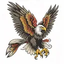 eagle with red eyes and wings spread wings tattoo design idea