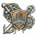 Harley Davidson bar and shield on anchor connected tattoo design idea