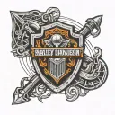 Harley Davidson bar and shield on anchor connected tattoo design idea