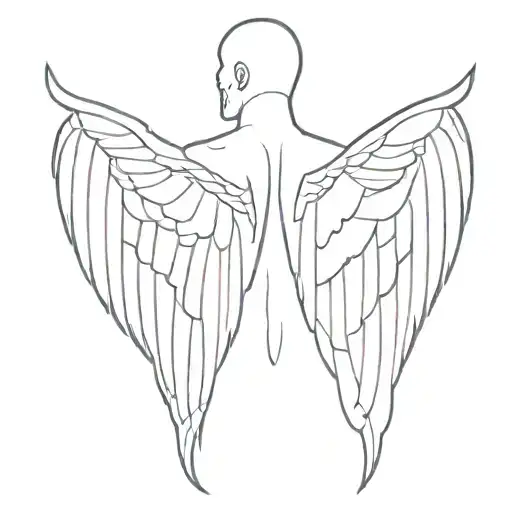 Wings male full back piece black purple.. Gray and white.. Human 6 inch spine from nape of neck to shoulder blades. tattoo design idea