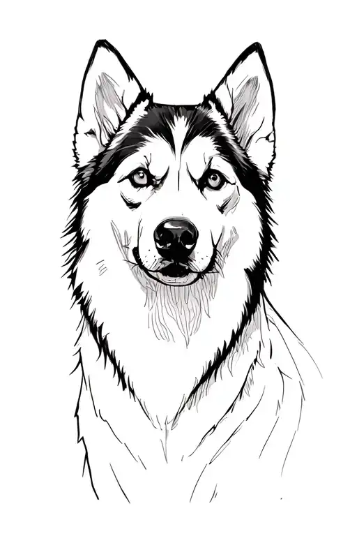 white husky with dark spots around the ears tattoo design idea