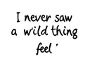 "I never saw a wild thing feel " tattoo design idea