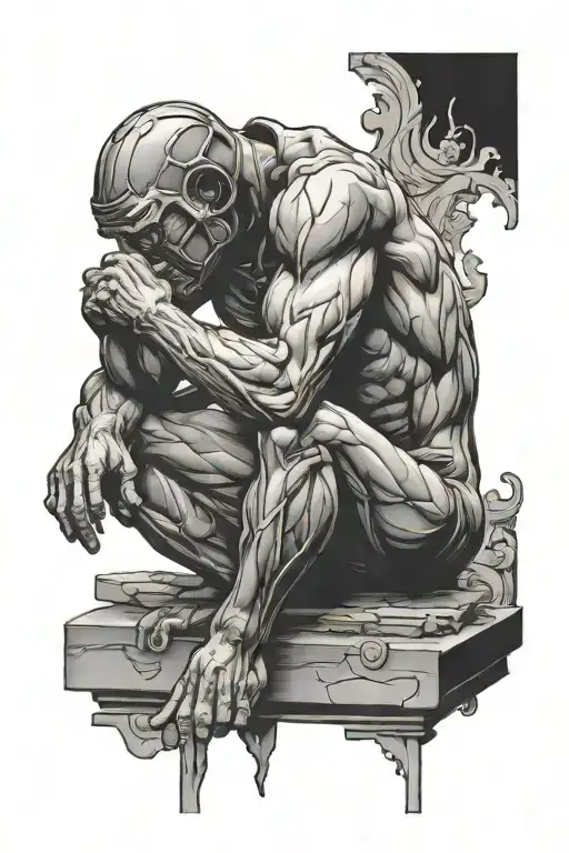 the thinker tattoo design idea