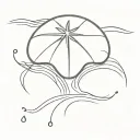 Sand dollar and a wave forming the shape tattoo design idea