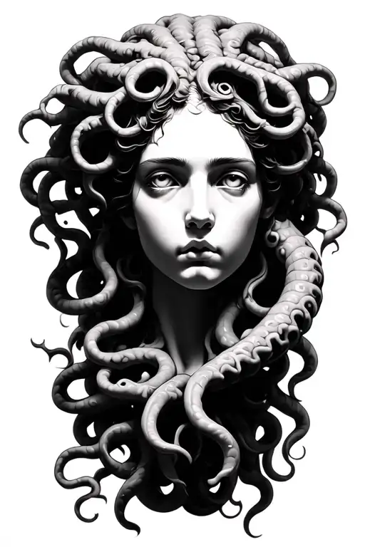 realistic Medusa head tattoo design idea
