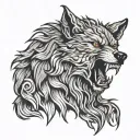 pagan werewolf howling tattoo design idea