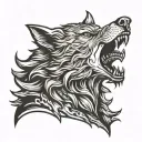 pagan werewolf howling tattoo design idea