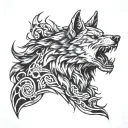 pagan werewolf howling tattoo design idea