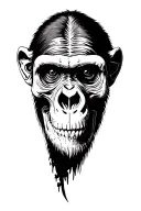 chimpanzee skeleton face tattoo design idea