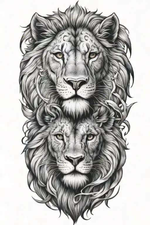 lion and owl tatoo split in half lion half tattoo design idea