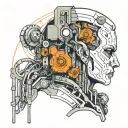 Design a futuristic cybernetic tattoo that looks like a port or plug implanted at the back of the neck, inspired by the  tattoo design idea