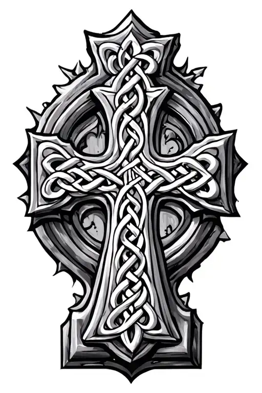celtic cross grave marker tattoo design idea