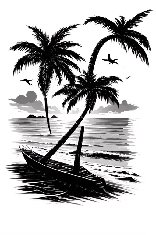 Beach line of miami tattoo design idea