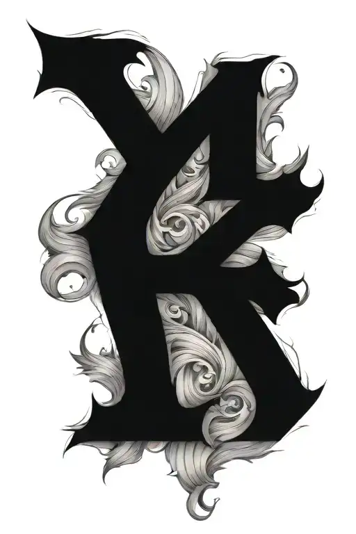 letters kp into the letter z tattoo design idea