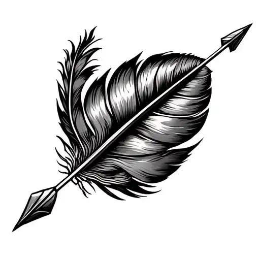 turkey feather with archery arrow tattoo design idea