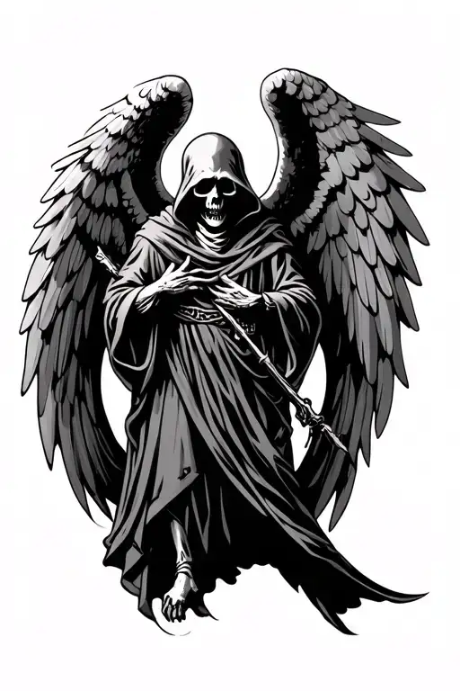 grim reaper with angel wings tattoo design idea