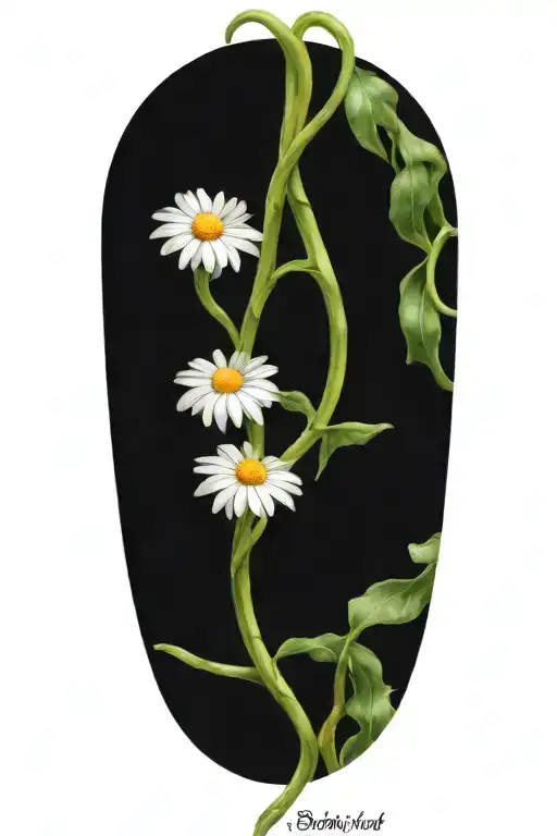 intertwined daisies wrapped around vines tattoo design idea